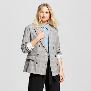 Who What Wear Women’s Plaid Roll-Up Cuff Poplin Blazer